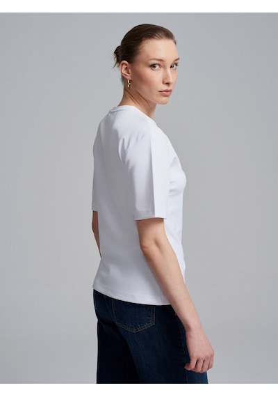 Dilvin 32445 Aksesuar Detaylı Basic T-shirt-beyaz Beyaz