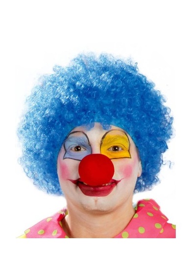 Mavi Renk Kıvırcık Afro Palyaço Seti +3