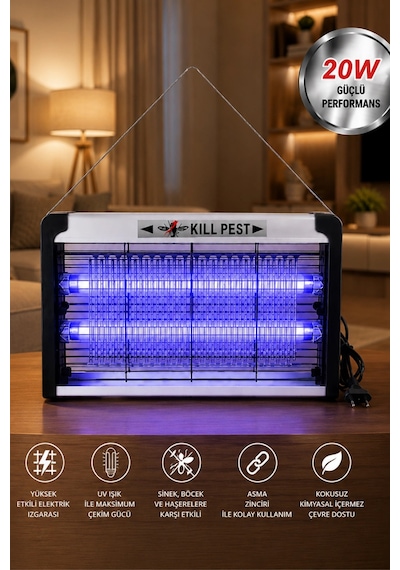 Glr Kf-6020 Sinek Öldürücü Lamba Uv Işıklı 20w Elektrikli Sivrisinek Tuzağı Işıklı Cihaz