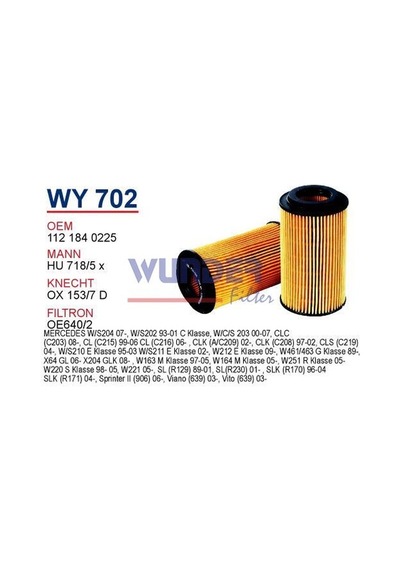 WUNDER WY702 YAĞ FİLTRESİ - MERCEDES 129-163-170-202-203-210-220