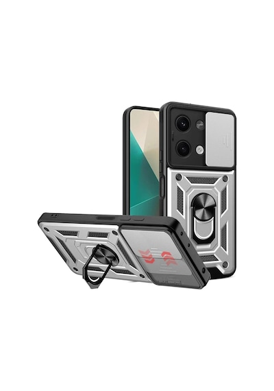 Xiaomi Poco X6 Kılıf Pars Lens Yüzüklü Silikon - Gümüş 00