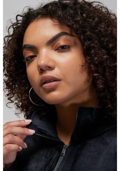 Nike Jordan Flight Full Zıp Velaur Womens Sweatshirt Oversize Kadife Kadın Sweatshirt Siyah Siyah