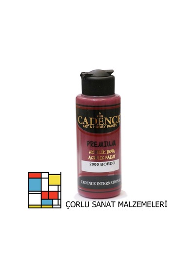 Premıum Akrilik Boya 2000 Bordo 120ml Karışık, Çok Renkli