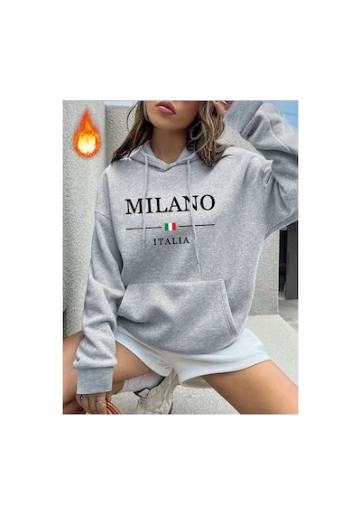 Medinenur Mılano Italıa Desenli Sweatshirt Gri