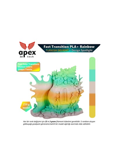 Apex3d Gökkuşağı Pla+ Filament - Türk Lokumu 1 Kg 1.75mm