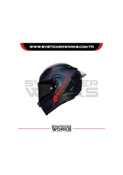 Silent Sticker Kask Sticker Kasklar Uyumlu Tek Yön 1 Adet Kırmızı