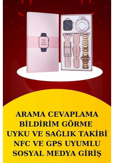 Wireless Şarjlı Akıllı Saat Ve Dijital Göstergeli Kablosuz Bluetooth Kulaklık Nabız Ölçer 3 Farklı Kordon, Bileklik