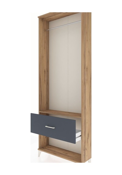 Arges Dolap Tek Raflı Tek Çekmeceli Tek Askılı 88x30x243 Çam-... Çam