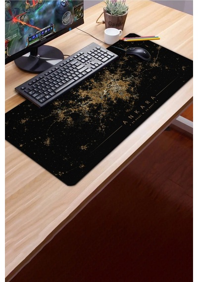 Sonictouch Klavye Mousepad 40x90cm Dikişsiz Pürüzsüz Sıvı Geçirmez Kaymaz Taban Ankara Gece Haritası