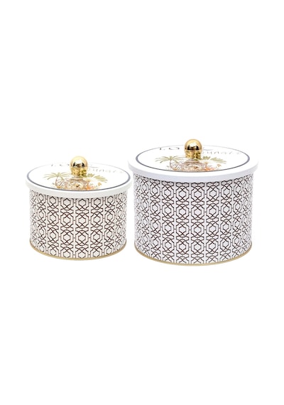 Evle Forrest Topuz Kulplu Saklama Kabı 2'li Set 17.5 x 13 CM + 14 x 10 CM Çok Renkli