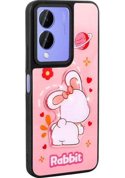 Vivo Y17s Kılıf Parlayan Kabartmalı İkonik Figürlü Tchs Amas Silikon Kapak - Mor Mor