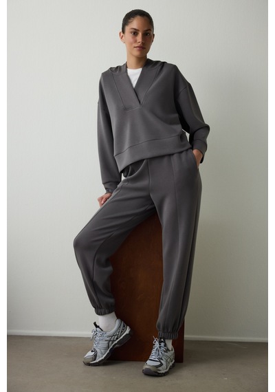 Penti Antrasit Kapüşonlu Modal Crop Sweatshirt