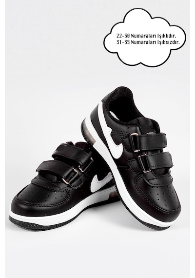 Nese Shoes Işıklı Çocuk Ortopedik Destekli Sneaker Siyah-beyaz
