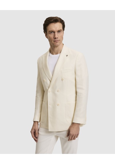 Cacharel Beyaz Slim Fit Yün Keten Karışımlı Balıksırtı Kırlangıç Yaka Kruvaze Ceket Cacharel Beyaz Slim Fit Yün Keten Karışımlı Balıksırtı Kırlangıç Yaka Kruvaze Ceket