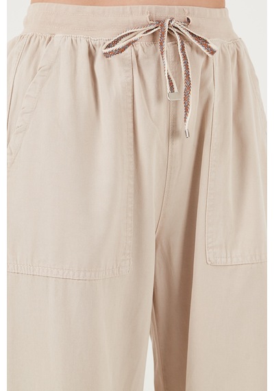 Lela Relaxed Fit Yüksek Bel Bol Paça Bayan Pantolon 668Yp5040 Taş