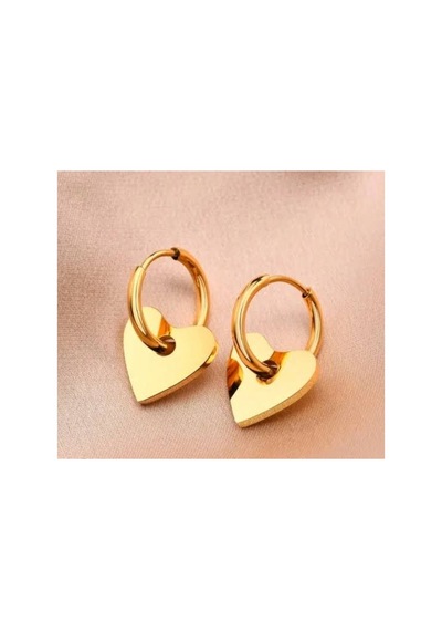 Kalp Çelik Paslanmaz Halka Küpe Gold - 702616088 Gold