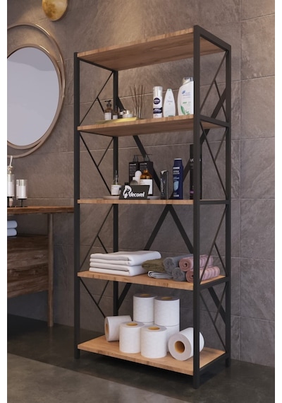 Morpanya Moni Metal Banyo Rafı Ünite 5 Raflı Banyo Düzenleyici Raf Havlu Rafı Havluluk 150 Cm