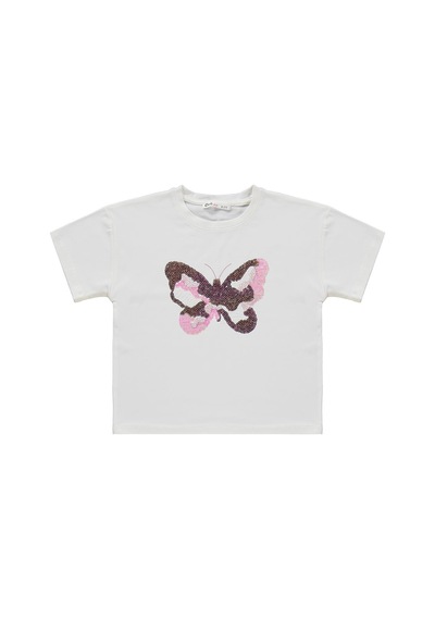 Civil Girls Kız Çocuk Kelebek Nakışlı 6-9 Yaş Takım - Ekru-soft Pembe