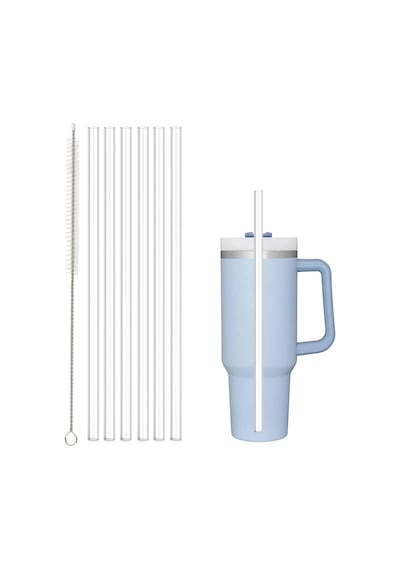 Stanley İle Uyumlu Yedek Pipet 40oz 30oz Bardak Bardak, 6'li Paket Temizleme Fırçalı Yeniden Kullanılabilir Pipet, P