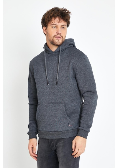 Polostate Erkek Kapüşonlu Kanguru Cep 3 İplik Sweatshirt Antrasit