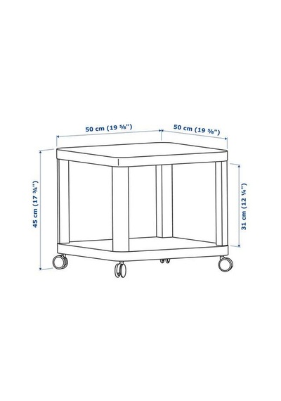 Tekerlekli Yan Sehpa, Beyaz Renk MeridyenDukkan 50x50 Cm Ev Dekorasyonu Mobilya