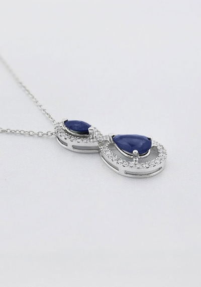 Pırlantalı Safir Kolye Beyaz