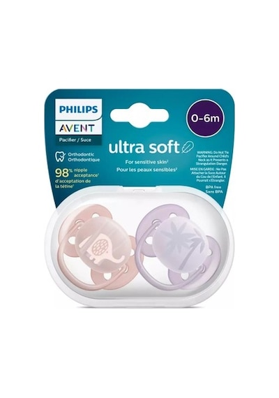 0-6 Ay İçin Kız Bebekler İçin Ultra Soft Emzik - 2'li Paket