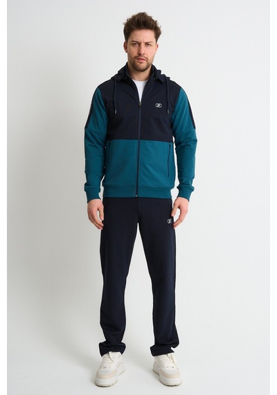 Shooter Sportswear Shooter Premium Erkek Eşofman Takımı Mevsimlik Kapüşonlu Rahat Kalıp Petrol Mavisi