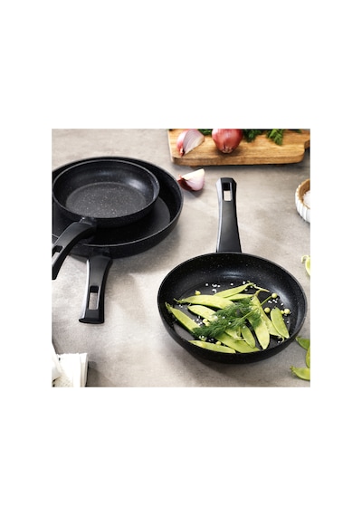 Black Stone 3 Lü Tava Seti 18 Cm+22 Cm+26 Cm-siyah Siyah