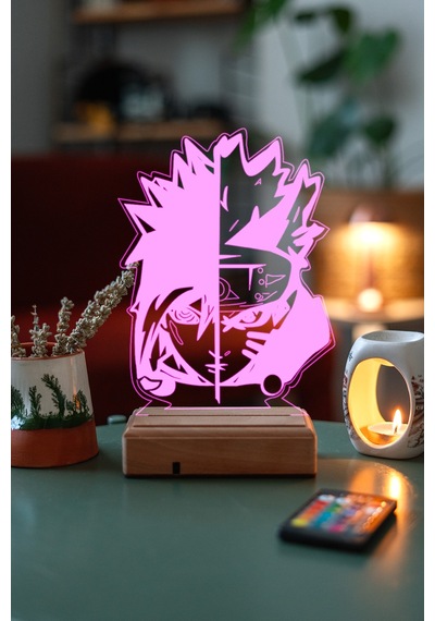 Naruto Sasuke Uchiha - Naruto Uzumaki 16 Renk Anime Gece Lambası