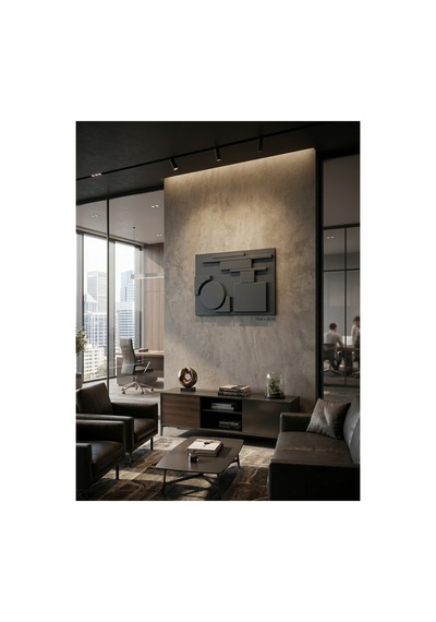 Modern Geometrik Tasarım Tamamı Suntalam Kabartmalı Dekoratif Duvar Tablosu Antrasit - 943212241 Antrasit