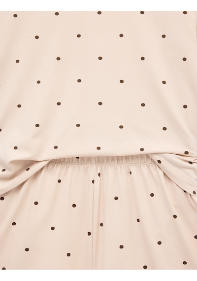 Koton Puantiyeli Rahat Kesim Bisiklet Yaka Kısa Kollu Şortlu Pijama Takımı Kahverengi Desenli 6slk40199mk Koton Puantiyeli Rahat Kesim Bisiklet Yaka Kısa Kollu Şortlu Pijama Takımı Kahverengi Desenli 6slk40199mk