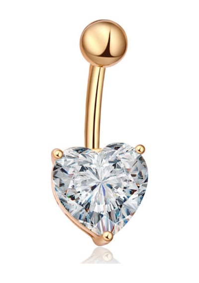 Chavin Kalp Taşlı Gold Göbek Piercing Da47 Altın