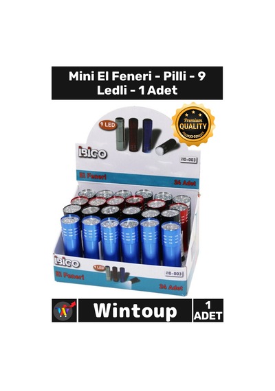 Elfeneri Güçlü Metal Kasa Kompakt Taşınabilir Şık Pratik Işık Mini El Feneri Pilli 9 Ledli 1 Adet