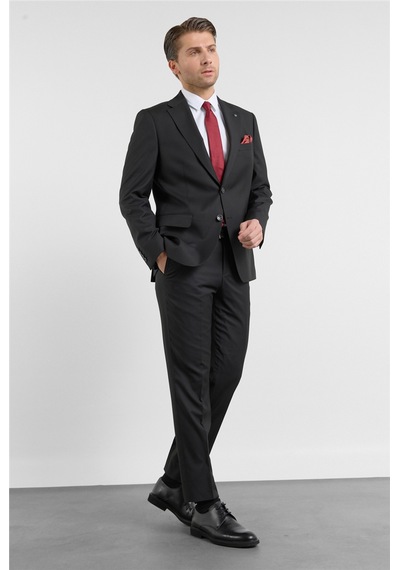 İmza Siyah Mono Yaka Esnek Bel 6 Drop Comfort Fit Tam Astar Esnek Takım Elbise 1001260151