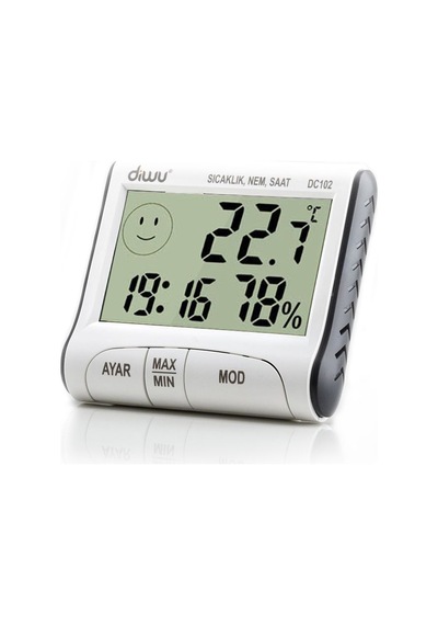 Diwu HTC-1 ve DC102 Termometre Nem Ölçer Saat Seti