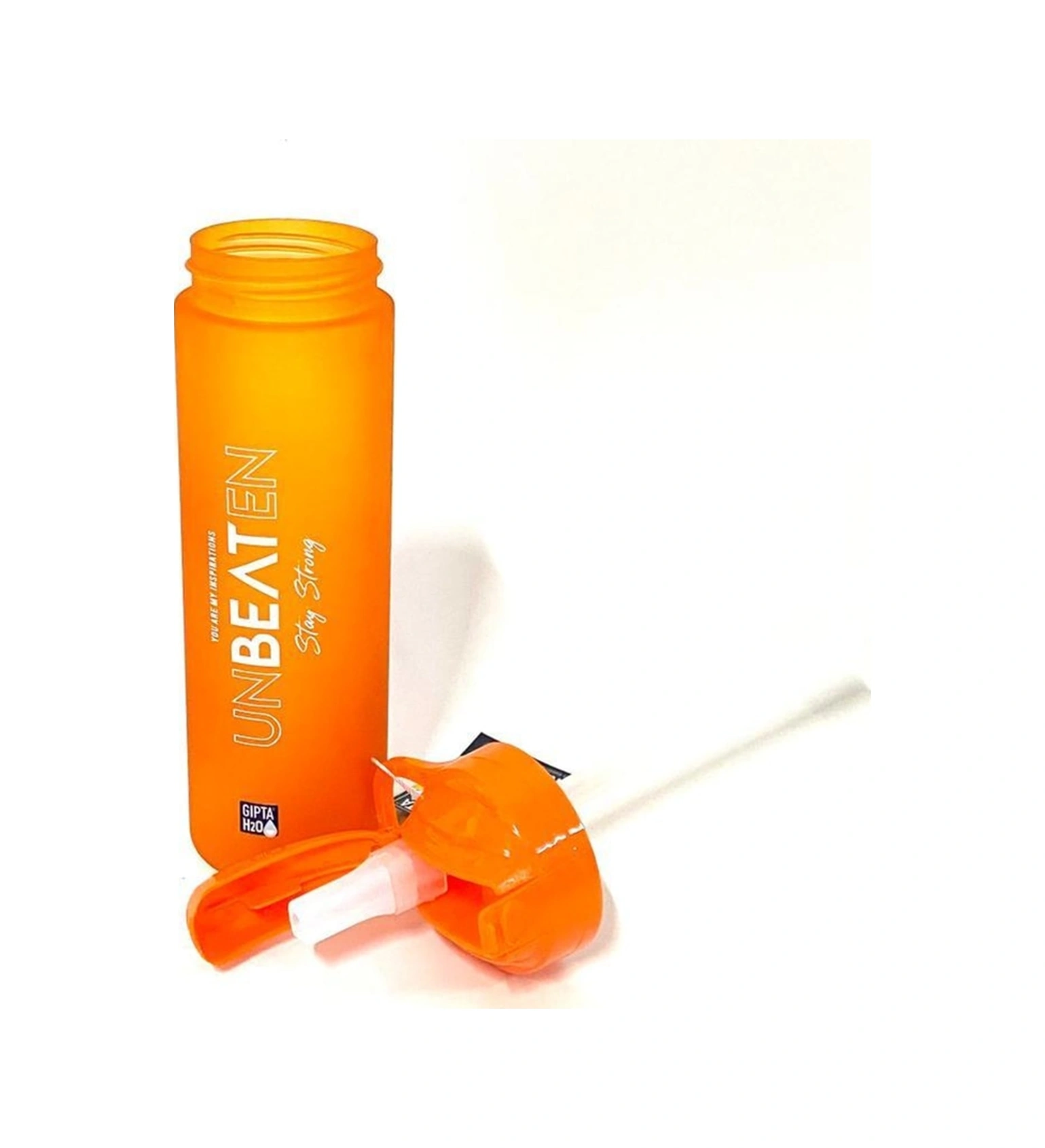 Turuncu Unbeaten Tritan Boyalı Desenli Pipetli Matara 600ml Turuncu