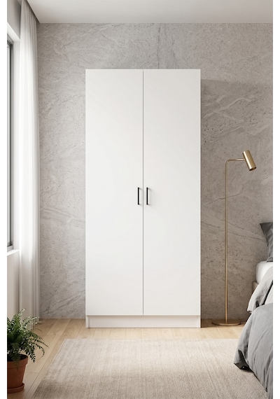 Asrın Gardrop Askılı Elbise Dolabı Raflı Elbise Dolabı Beyaz