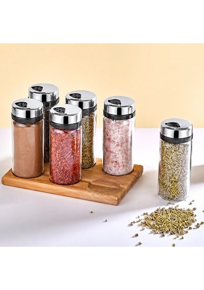 6 Lı Baharat Seti Cam