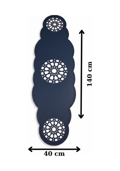 1 Adet Deri Runner-40x140 Cm-yıldız Desenli Runner Lacivert