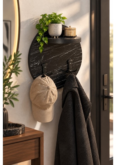Sulorahome Siyah Duvar Askılığı Ve Mini Raf