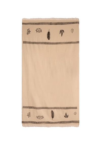 Yaprak Desenli Çok Amaçlı Müslin Peştemal, Hızlı Kuruyan Plaj Ve Banyo Havlusu, 100 X 200 Cm Beyaz - 722355003 Beyaz
