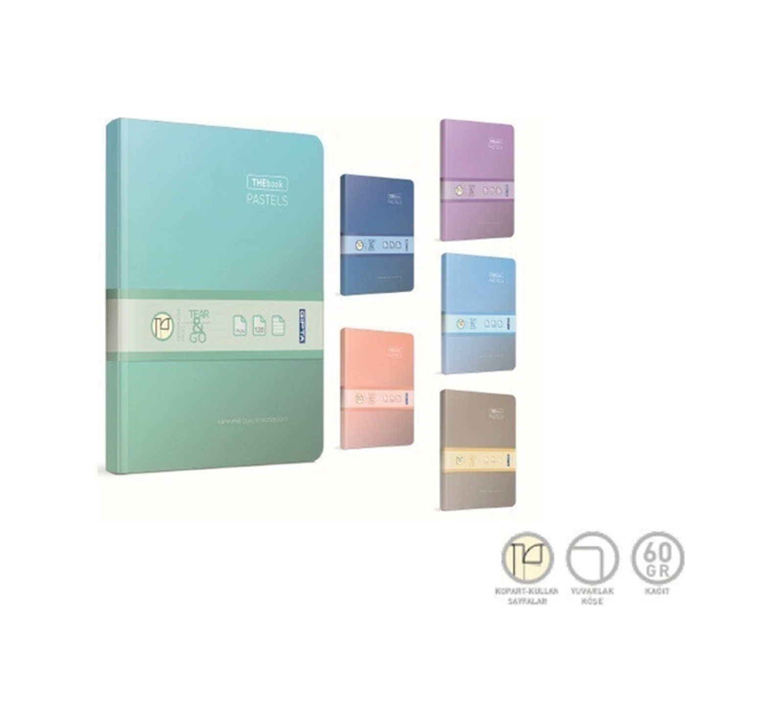Thebook Pastels Ip Dikişli Sert Kapak Not Defteri 20x28cm 400 Yaprak Kareli 2 Li Paket 3486 Karışık