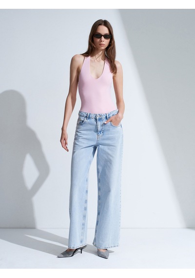 Dilvin 21231 Halter Yaka Bodysuit-toz Pembe