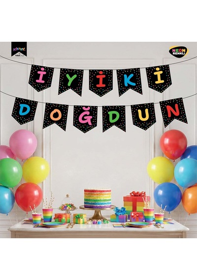 İyi Ki Doğdun Neon Siyah Banner 250 Cm Tüm Yaşlar