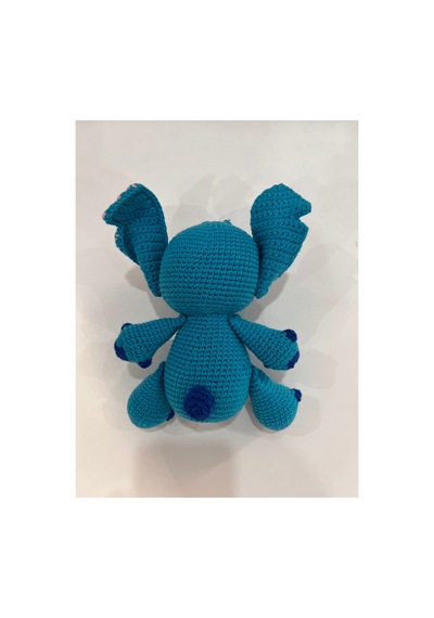 El Yapımı Amigurumi Mavi Canavar Oyuncak - Örgü Karakter, 19 Cm Sevimli Dekor Mavi