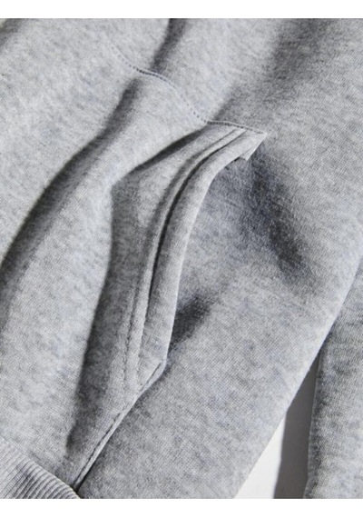 Oversize Colorado Baskılı Gri Kapüşonlu Sweatshirt. Gri