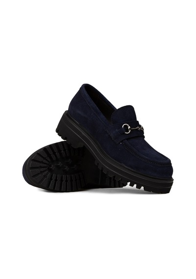 Deery Kadın Hakiki Süet Lacivert Toka Detaylı Loafer - 02024zlcve01 Lacivert