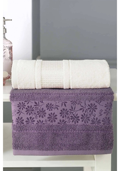 Bornoz Takımı Blossom Happy Set Aile Seti 5 Parça Mürdüm -krem