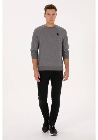 U.S. Polo Assn. Erkek Regular Fit Bisiklet Yaka Antrasit Melanj Basic Sweatshirt 50308103-VR081 U.S. Polo Assn. Erkek Regular Fit Bisiklet Yaka Antrasit Melanj Basic Sweatshirt 50308103-VR081